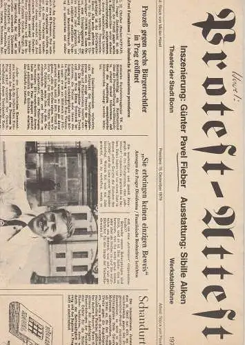 Theater der Stadt Bonn, Hans-Joachim Heyse, Egon Kochanowski, Ansgar Haag: Programmheft Vaclav Havel PROTEST / Pavel Kohout ATTEST. Premiere 15. Dezember 1979 (18). 
