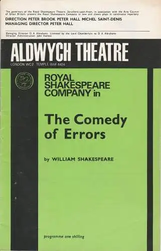The Royal Shakespeare Company RSC, Peter Brook, Peter Hall, Michel Saint-Denis: Programmheft The Comedy of Errors by William Shakespeare Aldwych Theatre London (18). 
