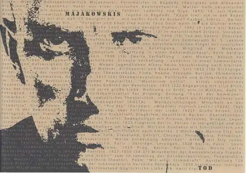 Staatstheater am Gärtnerplatz, Klaus Schultz, Jan Adamiak, Reinhard M. K. Thasler: Programmheft MAJAKOWSKIS TOD von Dieter Schnebel. Premiere 15. Juli 2005 Spielzeit 2004 / 2005 Nr. 72 (18). 