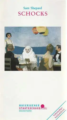 Bayerisches Staatsschauspiel, Günther Beelitz, Gerd Jäger, Wilfried Hösl ( Fotos ): Programmheft Sam Shepard: SCHOCKS. Premiere 6. März 1993 Residenztheater. Spielzeit 1992 / 93 Heft Nr. 98 (18). 