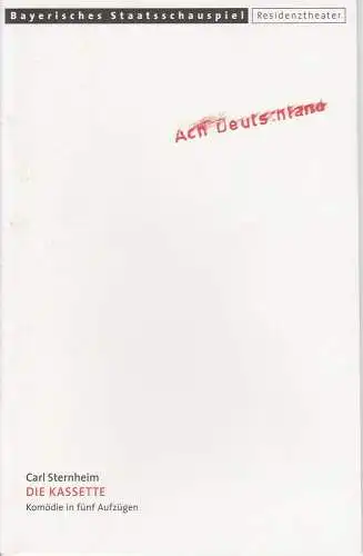 Bayerisches Staatsschauspiel, Eberhard Witt, Elisabeth Schweeger, Jens Groß: Programmheft Carl Sternheim: Die Kassette Premiere 3. März 2000 Residenztheater Spielzeit 1999 / 2000 Heft-Nr. 93 (18). 