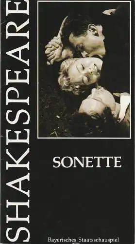 Bayerisches Staatsschauspiel, Theater im Marstall München, Günther Beelitz, Wilfried Hösl ( Fotos ), Uwe B. Carstensen: Programmheft SONETTE von William Shakespeare Premiere 22. November 1987 Spielzeit 1987 / 88 Heft 24 (18). 