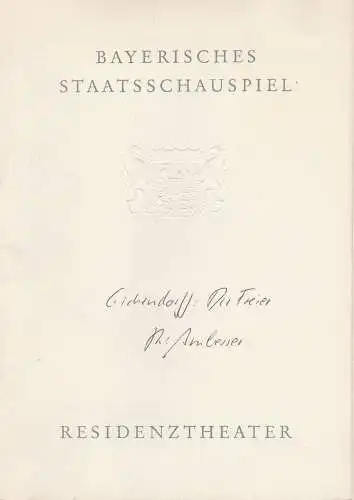Bayerisches Staatsschauspiel, Helmut Henrichs, Dieter Hackemann: Programmheft Neuinszenierung DIE FREIER. Lustspiel von Joseph von Eichendorff. Premiere 4. Juni 1967 Residenztheater (18). 
