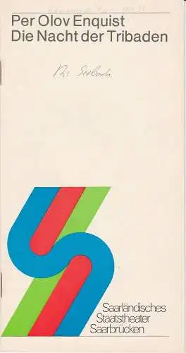 Saarländisches Staatstheater Saarbrücken, Rolf Wilken: Programmheft Per Olov Enquist: Die Nacht der Tribaden. Premiere 11. Februar 1977 Spielzeit 1976 / 77 Kammerspiele Heft 6 (18). 