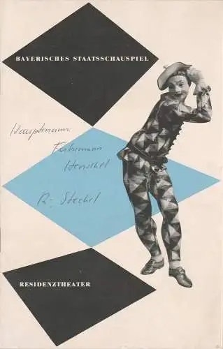 Bayerisches Staatsschauspiel, Kurt Horwitz, Andreas Wirz, Walter Haug: Programmheft FUHRMANN HENSCHEL. Schauspiel von Gerhard Hauptmann 6. Oktober 1953 Residenztheater Spielzeit 1953 / 54 Heft 1 (18). 