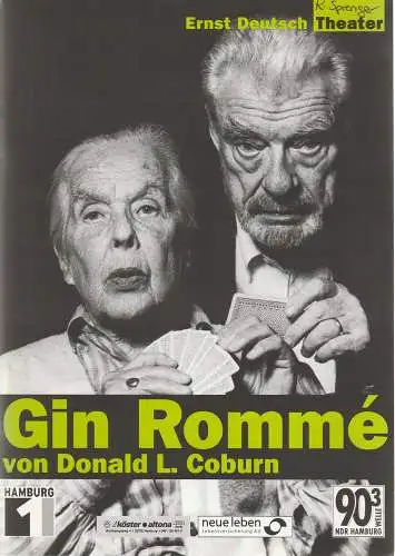 Ernst Deutsch Theater, Isabella Vertes-Schütter, Wolfgang Borchert, Jürgen Apel, Isabella von Klass: Programmheft GIN ROMME von Donald L. Coburn. Premiere 7. Juni 2001 Spielzeit 2000 / 2001 (18). 