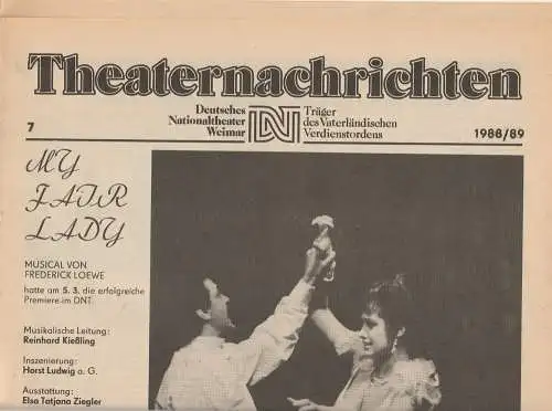 Deutsches Nationaltheater Weimar, Fritz Wendrich, Christine Schild: Theaternachrichten Deutsches Nationaltheater Weimar 7 - 1988 / 89 (18). 