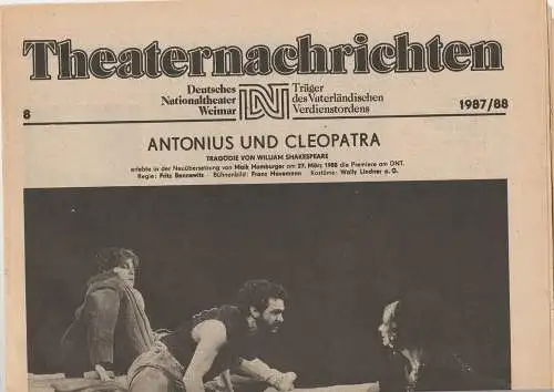 Deutsches Nationaltheater Weimar, Fritz Wendrich, Christine Schild: Theaternachrichten Deutsches Nationaltheater Weimar 8 - 1987 / 88 (18). 