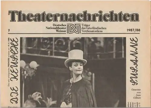 Deutsches Nationaltheater Weimar, Fritz Wendrich, Christine Schild: Theaternachrichten Deutsches Nationaltheater Weimar 7 - 1987 / 88 (18). 