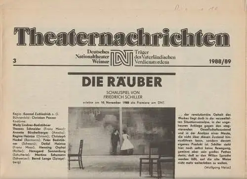 Deutsches Nationaltheater Weimar, Fritz Wendrich, Christine Schild: Theaternachrichten Deutsches Nationaltheater Weimar 3 - 1988 / 89 (18). 