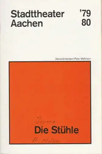 Stadttheater Aachen, Peter Maßmann: Programmheft DIE STÜHLE. Farce von Eugene Ionesco. Premiere 22. Februar 1980 Spielzeit 1979 / 80 Heft 16 (18). 
