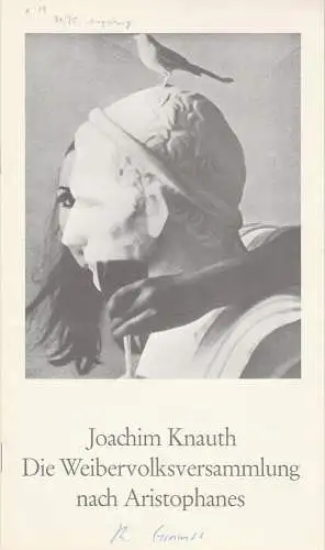 Städtische Bühnen Augsburg, Rudolf Stromberg, Klaus Hupfeld: Programmheft Die Weibervolksversammlung. Premiere 16. Mai 1975 Spielzeit 1974 / 75 (18). 