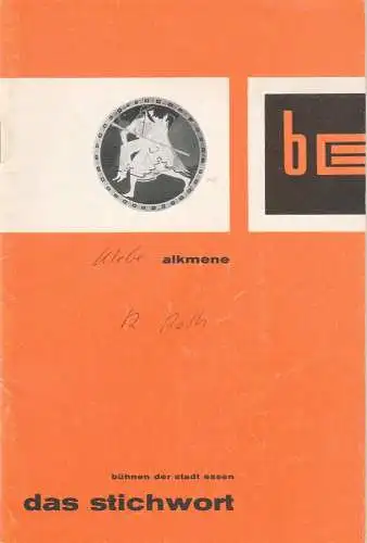 Bühnen der Stadt Essen, Erich Schumacher, Ilka Boll, Oliver Krauss: Programmheft ALKMENE. Oper von Giselher Klebe das stichwort 1961 / 62 Heft 9 (18). 