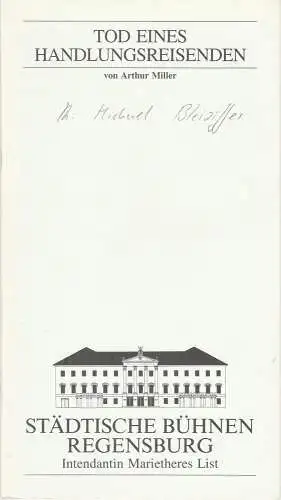 Städtische Bühnen Regensburg, Marietheres List, Christa-Renate Thutewohl: Programmheft Arthur Miller: Tod eines Handlungsreisenden Premiere 23. April 1995 Spielzeit 1994 / 95 Heft 17 (18). 