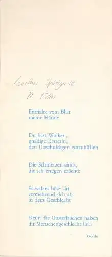 Theater der Veröffentlichung, Oliver Reese, Peter Nürmberger: Programmheft Johann Wolfgang Goethe: IPHIGENIE AUF TAURIS (18). 