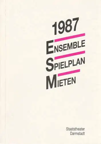 Staatstheater Darmstadt, Peter Brenner, Günter Schreckenberg ( Fotos ): Staatstheater Darmstadt 1987 Ensemble Spielplan Mieten (18). 