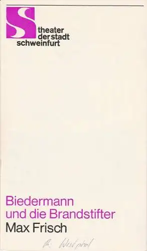 Theater der Stadt Schweinfurt, Günther Fuhrmann: Programmheft Biedermann und die Brandstifter von Max Frisch 18. September 1986 Spielzeit 1986 / 87 Heft 1 (18). 