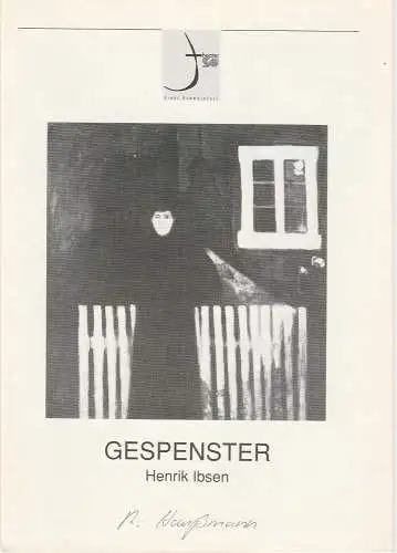 Theater der Stadt Schweinfurt, Rüdiger R. Nenzel: Programmheft GESPENSTER von Henrik Ibsen 23. April 1992 Spielzeit 1991 / 92 Heft 18 (18). 