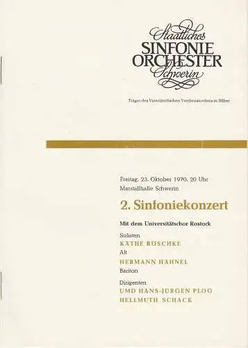 Staatliches Sinfonieorchester Schwerin, Walter König, Peter Schua: Programmheft 2. Sinfoniekonzert 23. Oktober 1970 Marstallhalle Schwerin (18). 