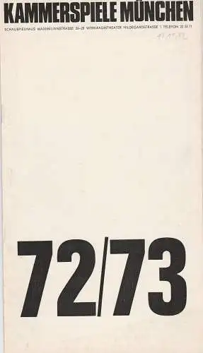 Münchner Kammerspiele, August Everding, Klaus Kemetmüller, Wolfgang Zimmermann: Programmheft Gerhart Hauptmann: DIE RATTEN. Premiere 17. November 1972 Spielzeit 1972 / 73 Heft 2 (18). 