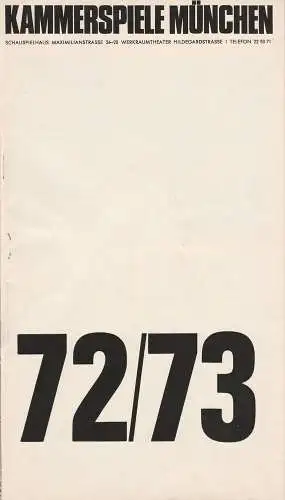Münchner Kammerspiele, August Everding, Yvonne Sturzenegger, Wolfgang Zimmermann: Programmheft Georg Kaiser: KOLPORTAGE Premiere 27. Dezember 1972 Spielzeit 1972 / 73 Heft 3 (18). 