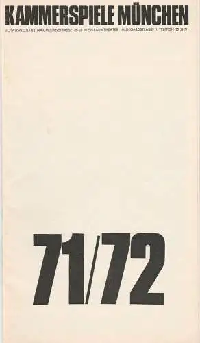 Münchner Kammerspiele, August Everding, Wolfgang Zimmermann, Yvonne Sturzenegger, Klaus Kemetmüller, Jens Pesel: Programmheft SLADEK oder DIE SCHWARZE ARMEE Historie von Ödön von Horvath Uraufführung 26. März 1972 Spielzeit 1971 / 72 Heft 5 (18). 