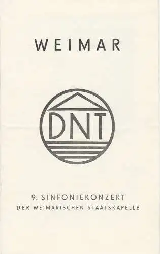 Deutsches Nationaltheater Weimar, Otto Lang, Sigrid Busch, Ilse Winter: Programmheft 9. SINFONIEKONZERT der Weimarischen Staatskapelle 7. Mai 1971 (18). 