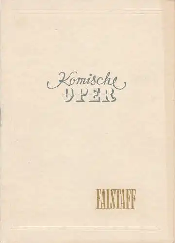 Komische Oper Berlin, Werner Otto: Programmheft Guiseppe Verdi: FALSTAFF. Lyrische Komödie von Arrigo Boito (18). 