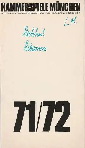 Kammerspiele München, August Everding, Wolfgang Zimmermann, Yvonne Sturzenegger, Klaus Kemetmüller: Programmheft Rolf Hochhuth: DIE HEBAMME Uraufführung 4. Mai 1972 Schauspielhaus Spielzeit 1971 / 72 Heft 6 (18). 