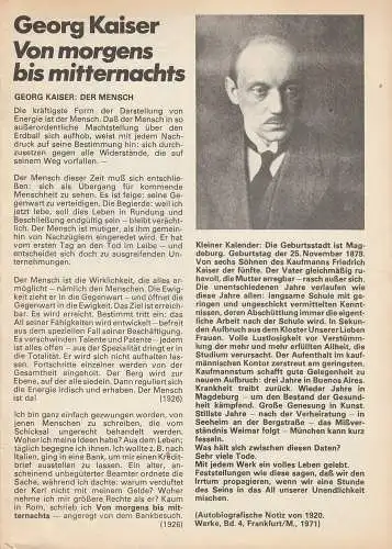 Volksbühne Berlin, Rosa-Luxemburg-Platz, Fritz Röderl, Lily Leder / Jürgen Verdofsky, Helmut Brade: Programmheft Georg Kaiser: Von morgens bis mitternachts Spielzeit 1979 / 80 (18). 