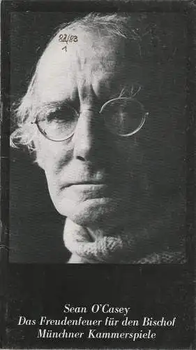 Münchner Kammerspiele, Hans-Reinhard Müller, Michael Eberth, Wolfgang Zimmermann: Programmheft Sean O'Casey Das Freudenfeuer für den Bischof Premiere 16. Oktober 1982 Spielzeit 1982 / 83 Heft 1 (18). 
