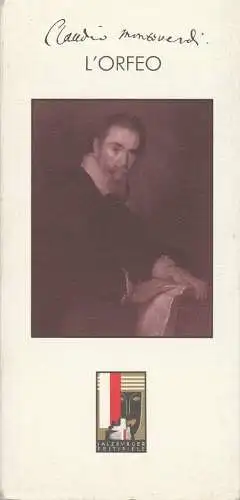 Salzburger Festspiele 1993, Albrecht Puhlmann: Programmheft Claudio Monteverdi L'ORFEO ( L Orfeo ) Premiere 27. Juli 1993 Residenzhof Salzburger Festspiele 1993 (18). 