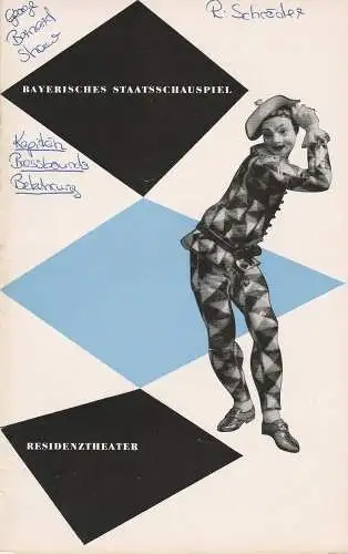 Bayerisches Staatsschauspiel Kurt Horwitz, Karl Andreas Wirz, Walter Haug: Programmheft George Bernard Shaw KAPITÄN BRASSBOUNDS BEKEHRUNG 22. Februar 1954 Residenztheater Spielzeit 1953 / 54 Heft 6 (18). 