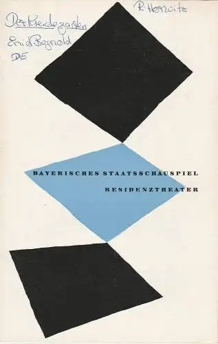 Bayerisches Staatsschauspiel Kurt Horwitz, Rolf Schaefer: Programmheft Deutsche Erstaufführung Enid Bagnold DER KREIDEGARTEN Residenztheater Spielzeit 1956 / 57 Heft 1 (18). 
