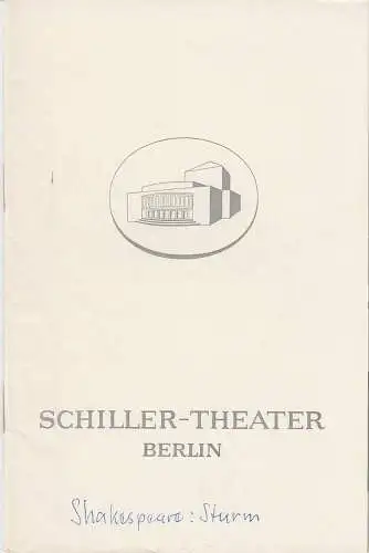 Schiller-Theater Berlin, Boleslaw Barlog, Albert Beßler: Programmheft William Skakespeare DER STURM Spielzeit 1967 / 68 (18). 