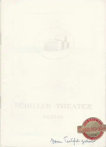 Schiller-Theater Berlin, Boleslaw Barlog, Albert Beßler: Programmheft Knut Hamsun VOM TEUFEL GEHOLT Spielzeit 1951 / 52 Heft 10 (18). 