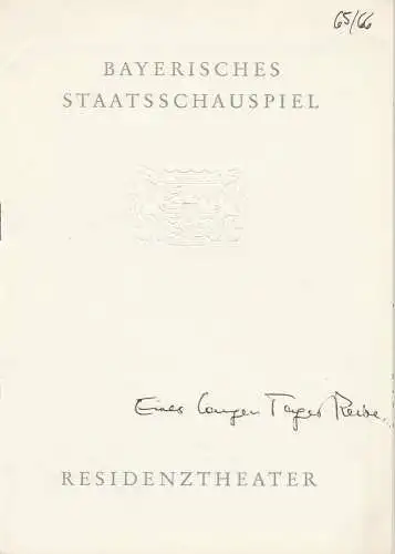 Bayerisches Staatsschauspiel, Helmut Henrichs, Dieter Hackemann: Programmheft Eugene O'Neill EINES LANGEN TAGES REISE IN DIE NACHT Premiere 10. März 1966 Residenztheater Spielzeit 1965 / 66 (18). 