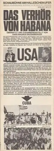 Schaubühne am Halleschen Ufer: Programmheft Hans Magnus Enzensberger DAS VERHÖR VON HABANA Spielzeit 1970 / 71 (18). 