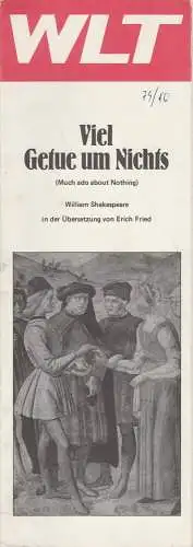 Westfälisches Landestheater WLT, Herbert Hauck, Ernst Franz, Gabriele Bauhofer: Programmheft William Shakespeare VIEL GETUE UM NICHTS Premiere 2. März 1980 Spielzeit 1979 / 80 (18). 