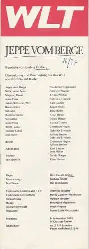 Westfälisches Landestheater WLT, Frieder Weber, Ernst Franz, Rudolf Seitz: Programmheft Ludvig Holberg JEPPE VOM BERGE Premiere 5. November 1976 Spielzeit 1976 / 77 (18). 