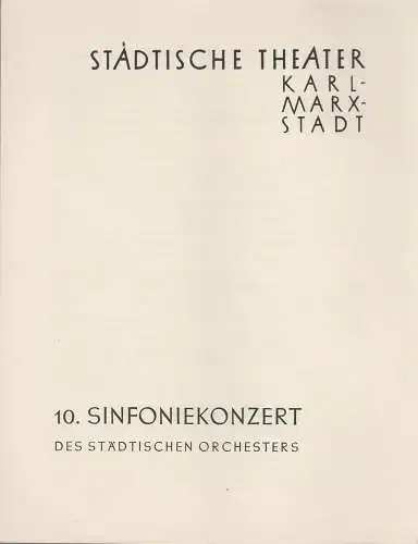 Städtische Theater Karl-Marx-Stadt, Pau Herbert Freyer: Programmheft 10. Sinfoniekonzert 18. Juni 1959 Spielzeit 1958 / 59 (18). 