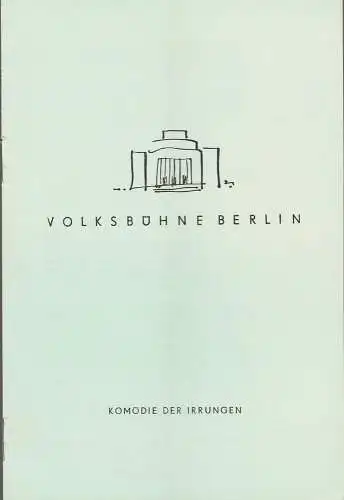 Volksbühne Berlin, Fritz Wisten: Programmheft William Shakespeare KOMÖDIE DER IRRUNGEN Spielzeit 1959 / 60 Heft 35 (18). 