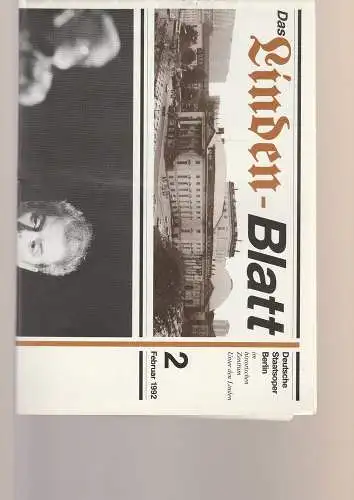 Deutsche Staatsoper Berlin: DAS LINDEN-BLATT 2 Februar 1992 (18). 
