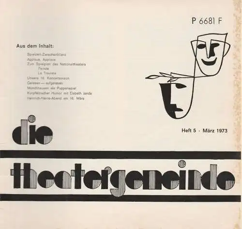 Theatergemeinde für das Nationaltheater Mannheim: Blätter der Theatergemeinde für das Nationaltheater Mannheim Heft 5 März 1973 (18). 