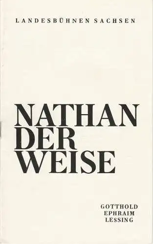 Landesbühnen Sachsen, Christian Pötzsch, Heinz Pietzsch, Josef Linden: Programmheft Lessing: NATHAN DER WEISE Spielzeit 1974 / 75 Heft 7 (18). 