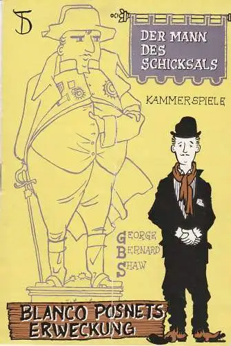 Deutsches Theater Staatstheater der DDR, Wolfgang Langhoff, Dieter Berge: Programmheft Shaw DER MANN DES SCHICKSALS / BLANCO POSNETS ERWECKUNG Spielzeit 1957 / 58 Heft 8 (18). 