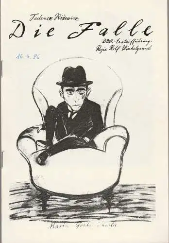 Maxim Gorki Theater, Albert Hetterle, Sylvia Marquardt, Karl-Heinz Drescher: Programmheft Tadeusz Rozewicz DIE FALLE Premiere 26. und 27. September 1985 Spielzeit 1985 / 86 Heft 1 (18). 