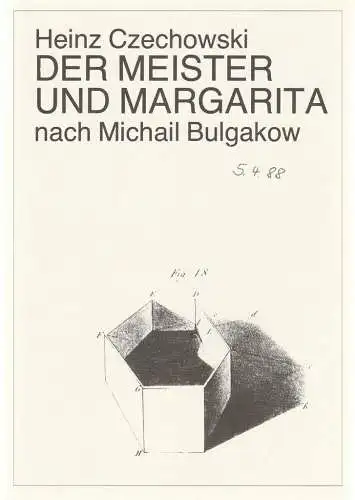 Volksbühne Berlin, Rosa Luxemburg Platz, Fritz Rödel, Jürgen Verdofsky, Bernd Franke: Programmheft Heinz Czechowski DER MEISTER UND MARGARITA nach Michail Bulgakow Spielzeit 1986 / 87 (18). 