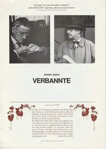 Bühnen der Stadt Bonn, EURO-STUDIO Joachim Landgraf, Birgit Landgraf: Programmheft James Joyce VERBANNTE Exiles Spielzeit 1981 / 82 (18). 