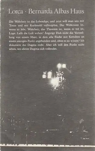 Deutsches Theater Berlin und Kammerspiele Staatstheater der DDR, Gerhard Wolfram, Maik Hamburger, Heinz Rohloff: Programmheft BERNARDA ALBAS HAUS. Frauendrama aus den spanischen Dörfern von Federico Garcia Lorca 1980 (18). 